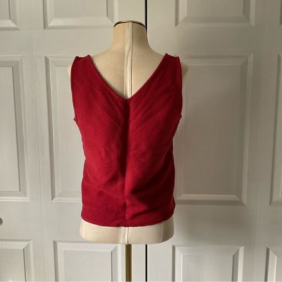 Ann Taylor Factory Red V-Neck Sleeveless Knot Front Tank Top - S - Picture 6 of 7